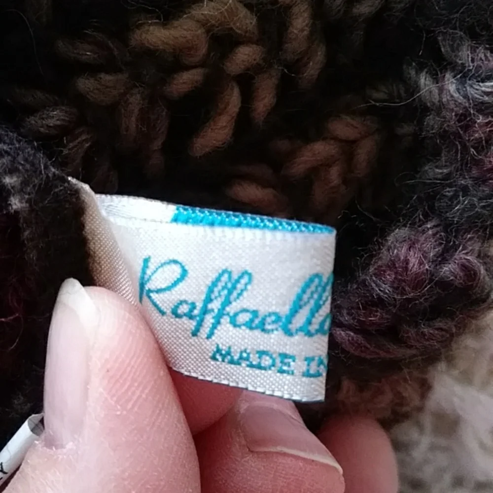 Raffaello Bettini Crochet Wool Blend Infinity Tube Scarf Tan Brown